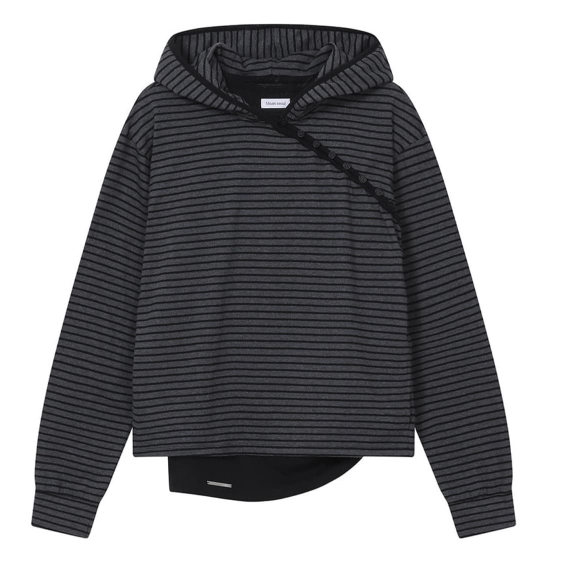 미세키서울 Diagonal button Layered hoodie 차콜 상품이미지1