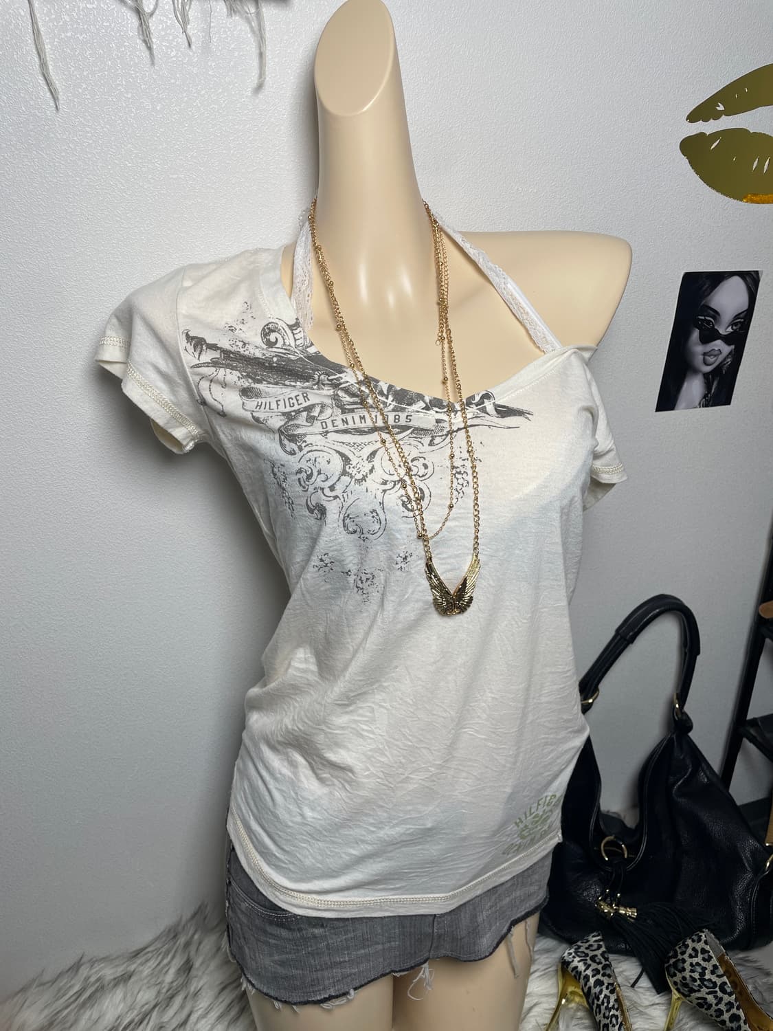 Tommy Hilfiger 빈티지 타미힐피거 데님 반팔티 탑 상품이미지1