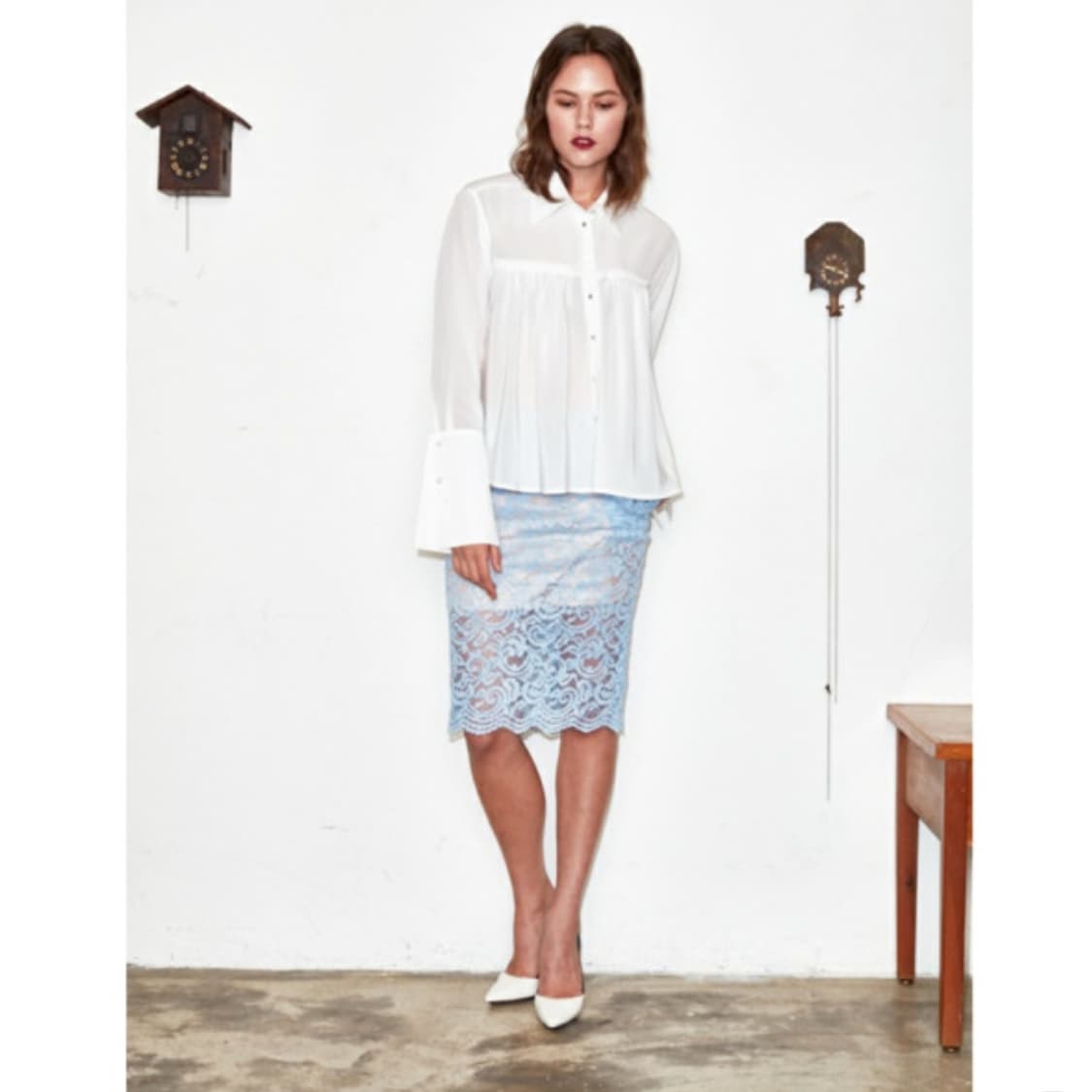 SYZ 퓨어실크 레이스스커트 55 새상품  상품이미지1