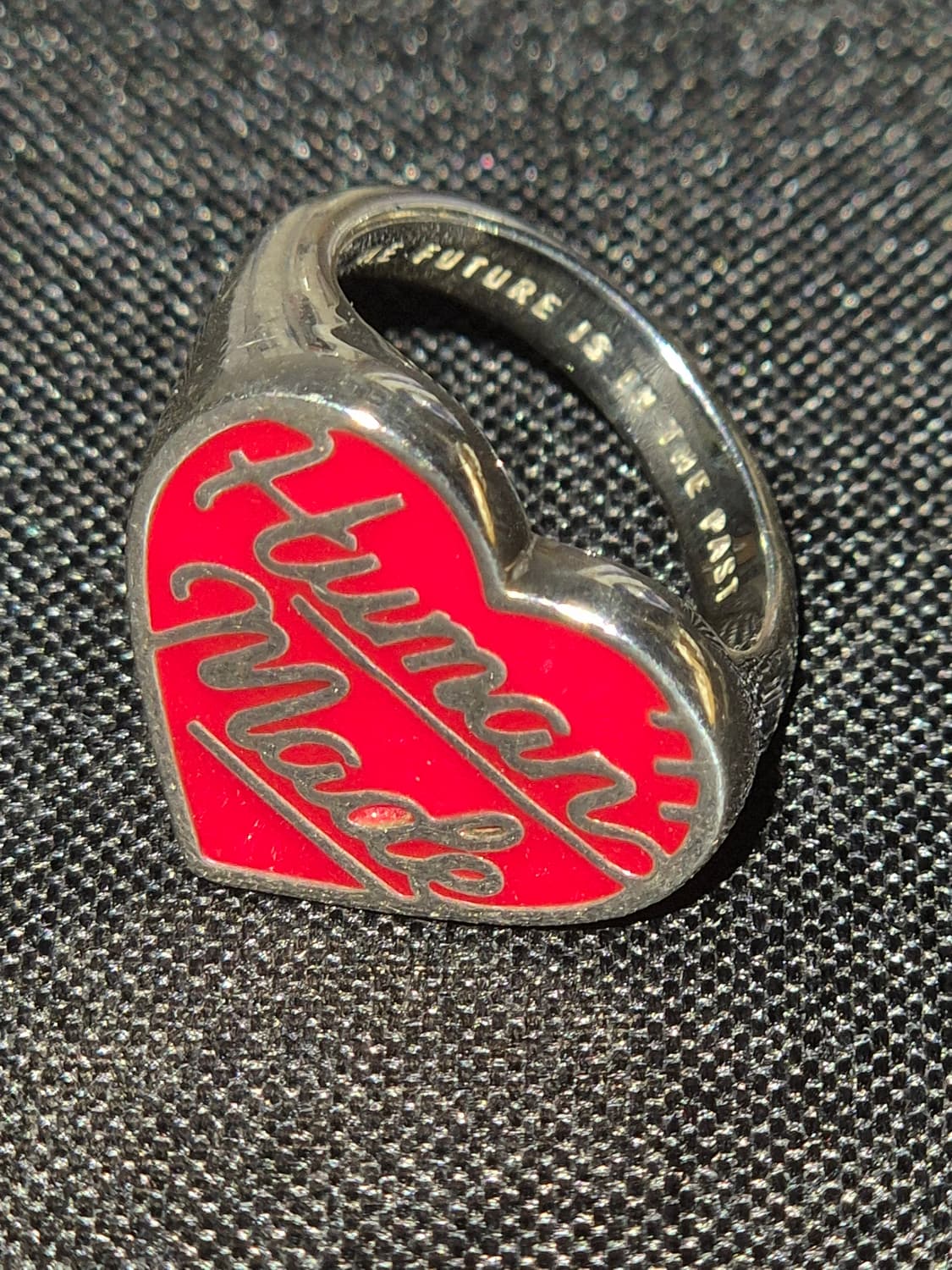 [13호] 휴먼 메이드 하트 실버 링 레드 상품이미지1