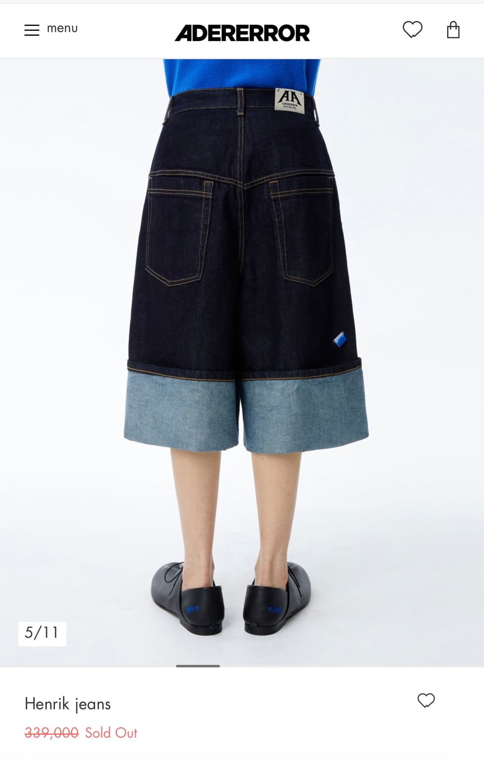 ADERERROR Henrik jeans 데님 버뮤다 S 상품이미지5