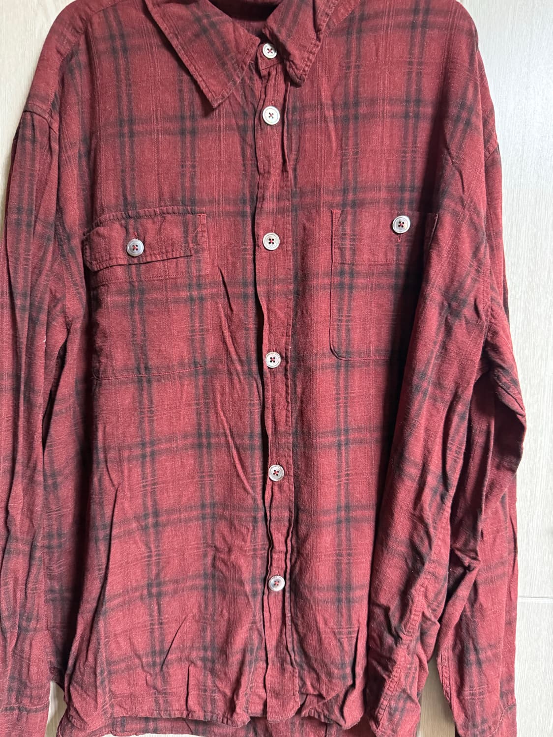 해칭룸 24크리스마스 체크셔츠 다크레드 4 상품이미지1