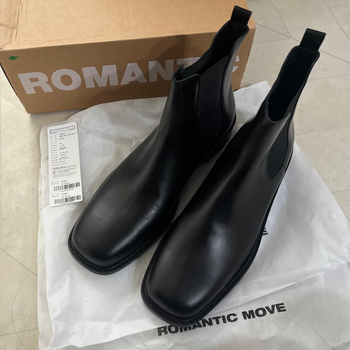 새상품(285) 로맨틱무브 셀렉션 스퀘어토 첼시부츠 블랙 상품이미지2