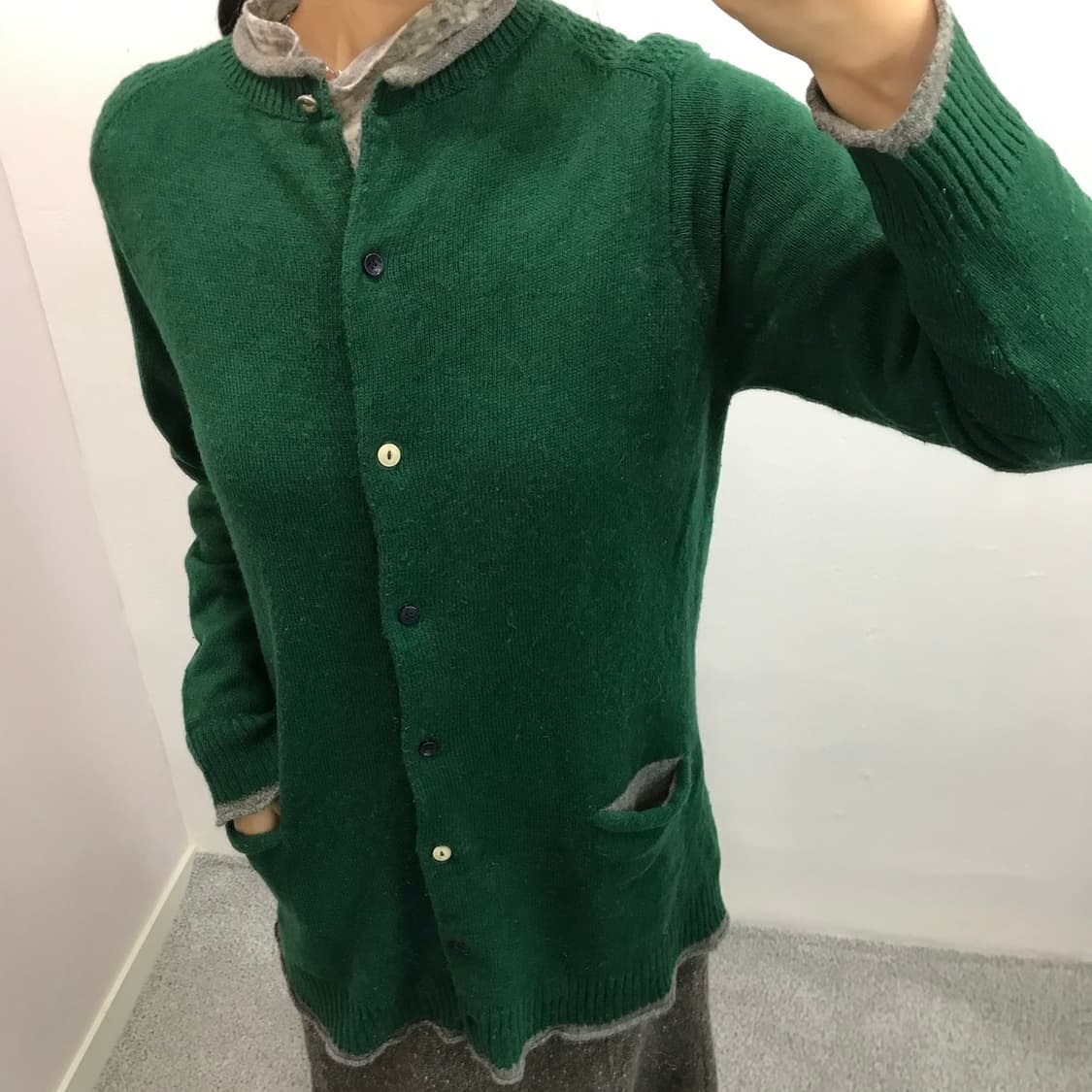 포인트 버튼 니트 롱 가디건 상품이미지3