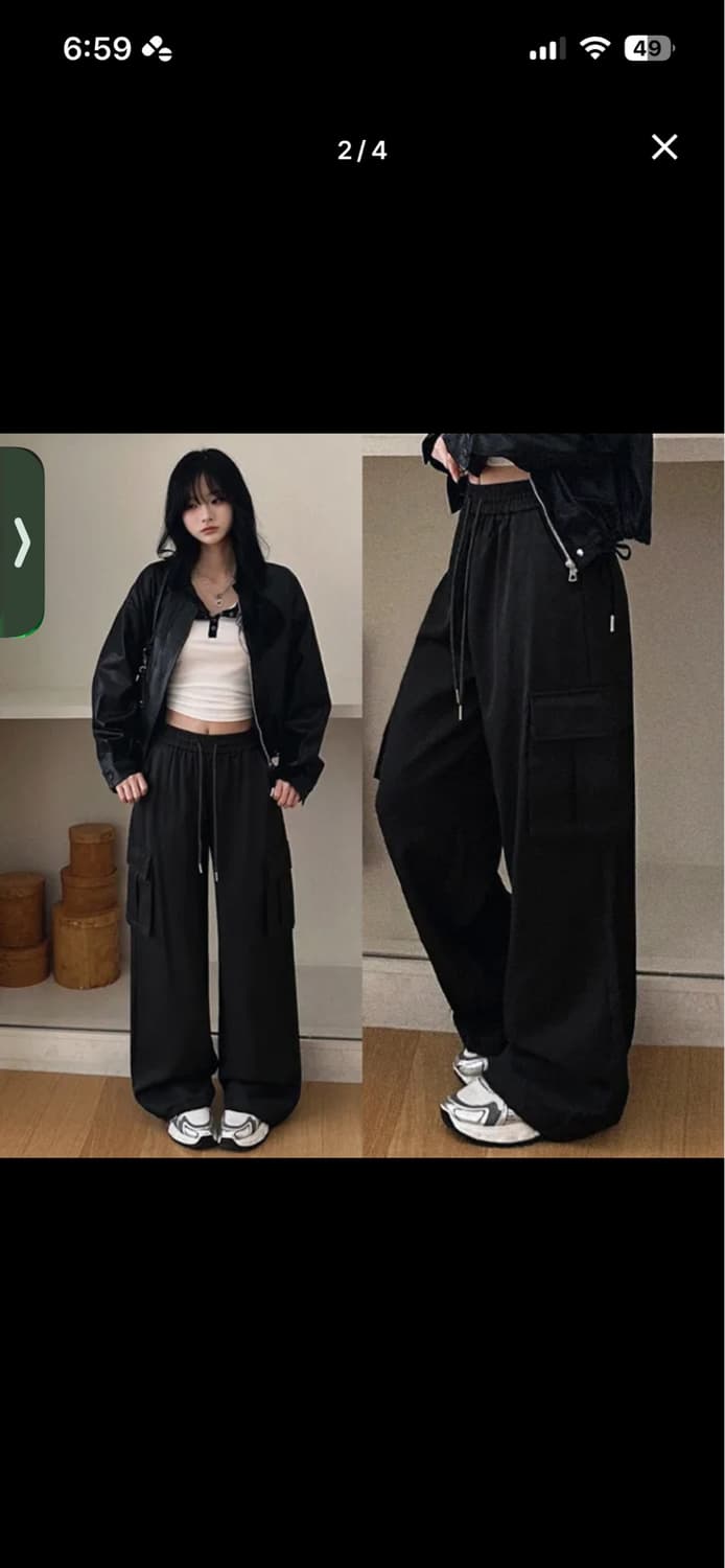 뮤즈핏 트웨이 와이드 카고 조거 팬츠 블랙 상품이미지1