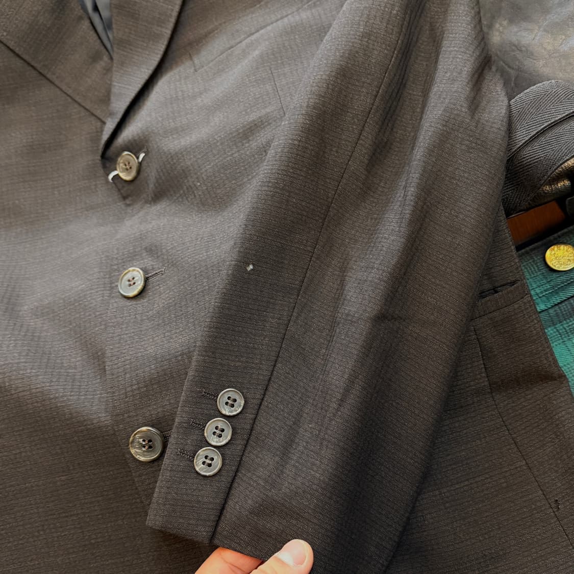 AAR 요지야마모토 스퀘어 패턴 쓸리 버튼 블레이저 M ~ L 상품이미지4