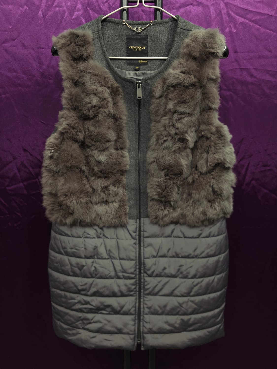 크로커다일 레이디 토끼털 패딩 하프 조끼 90 상품이미지1
