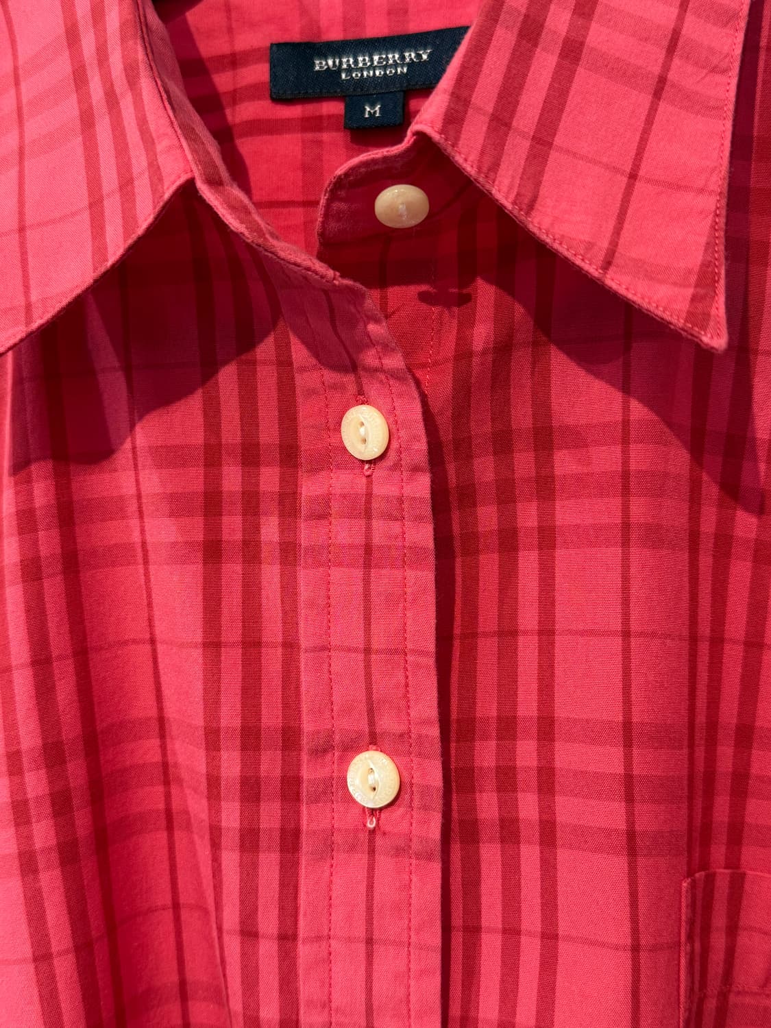 Burberry 버버리 핑크레드 체크 셔츠 M 상품이미지3