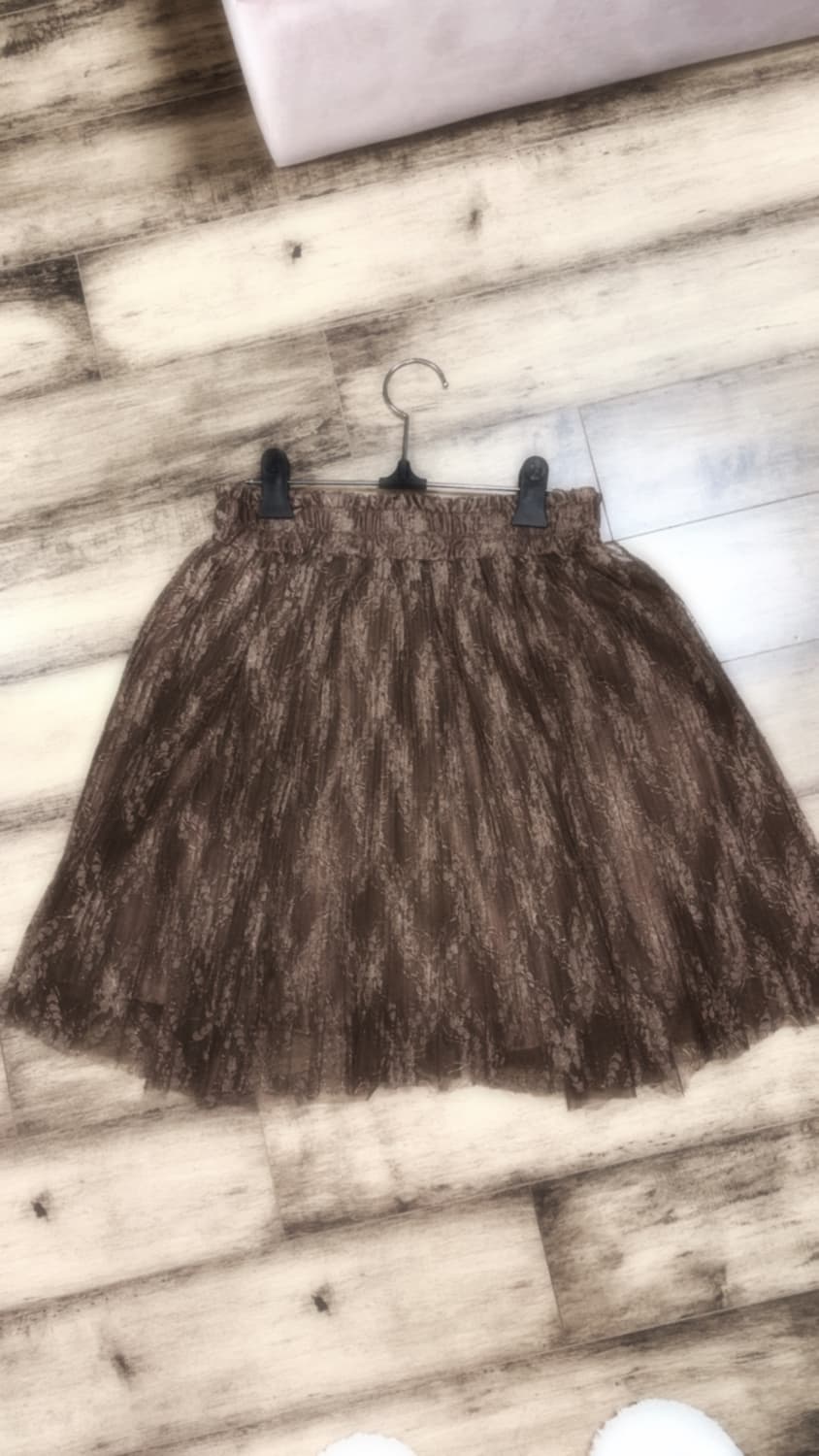 초코 브라운 레이스 샤 숏 스커트 상품이미지1