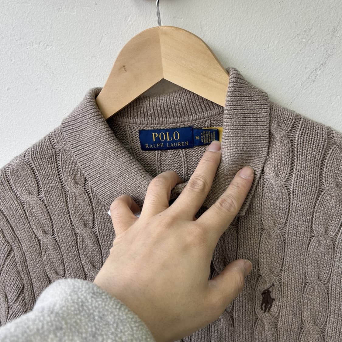 16032 - 폴로 랄프로렌 베이지 케이블 반팔 카라 니트 상품이미지3