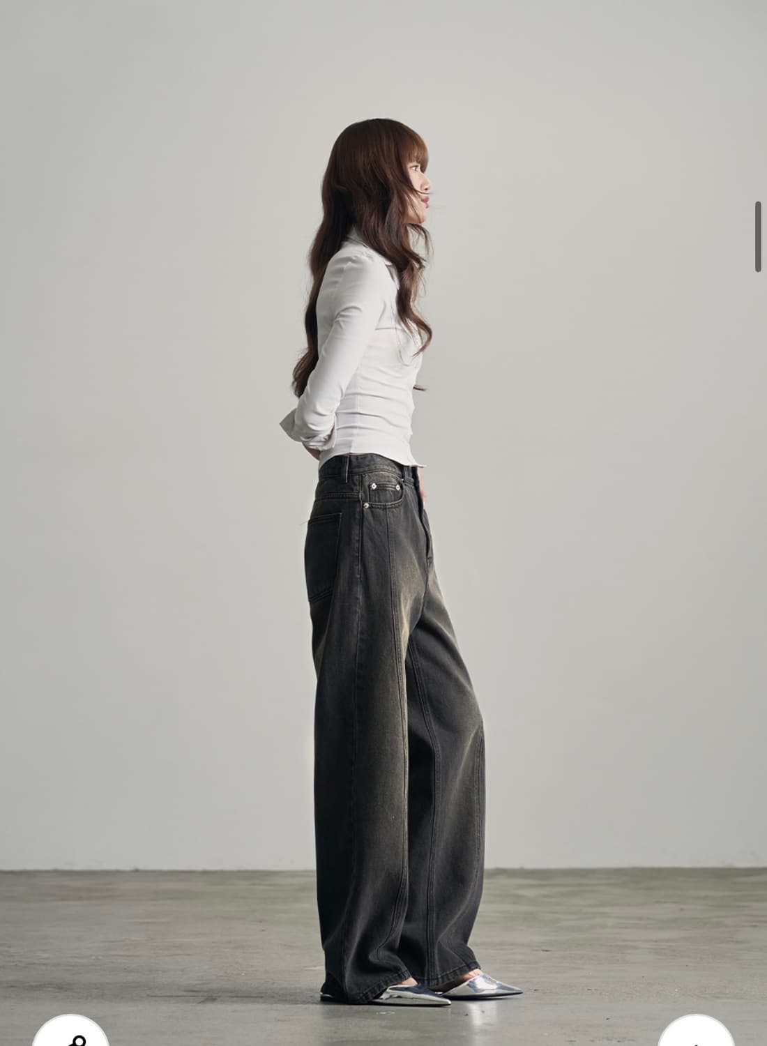 (S) 아워데이즈 웨이비 커브드 와이드 데님 팬츠 [BLACK] 판매 상품이미지5