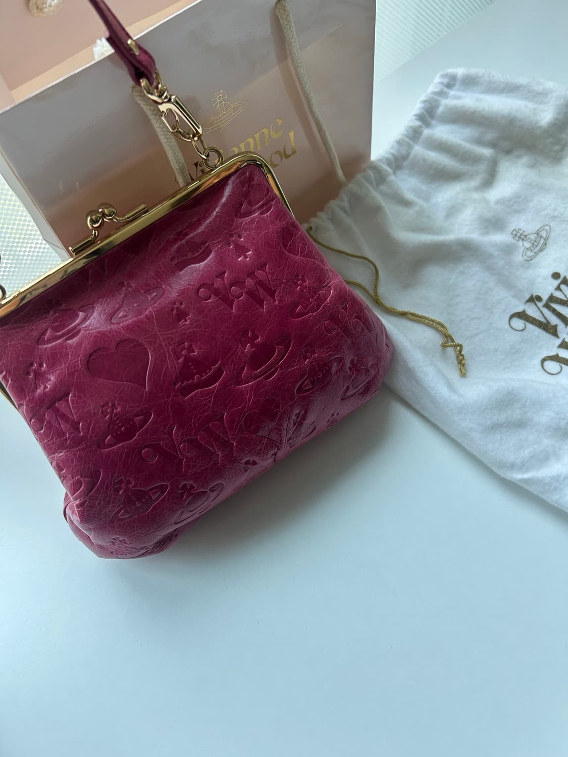 🌸봄특가!!))비비안웨스트우드 핑크 토트 숄더백 + 더스트백 + 쇼핑백 상품이미지3