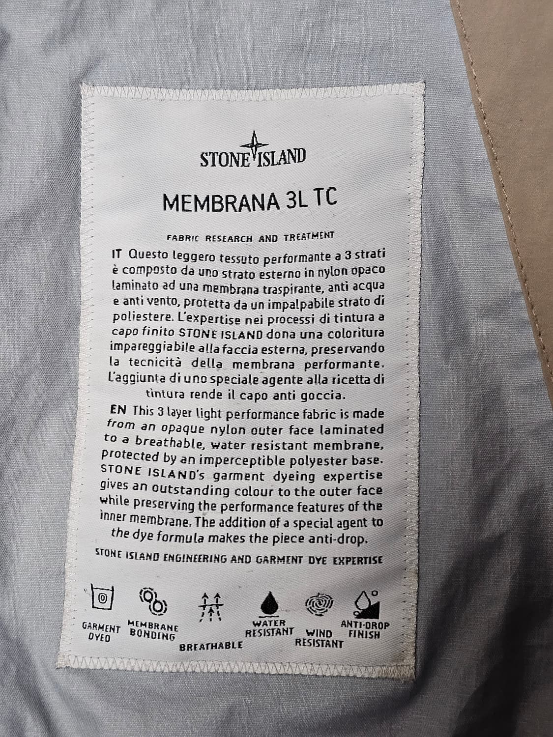 스톤아일랜드 MEMBRANA 3L TC 자켓 상품이미지6