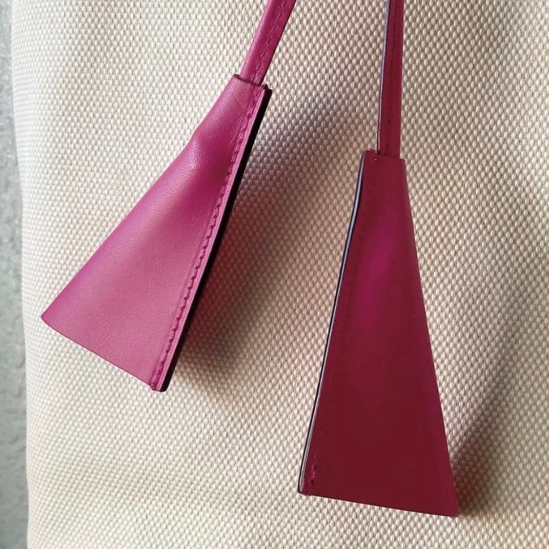 [정품] BALLY 발리 핑크레더 레이어드 코튼 토트백 상품이미지5