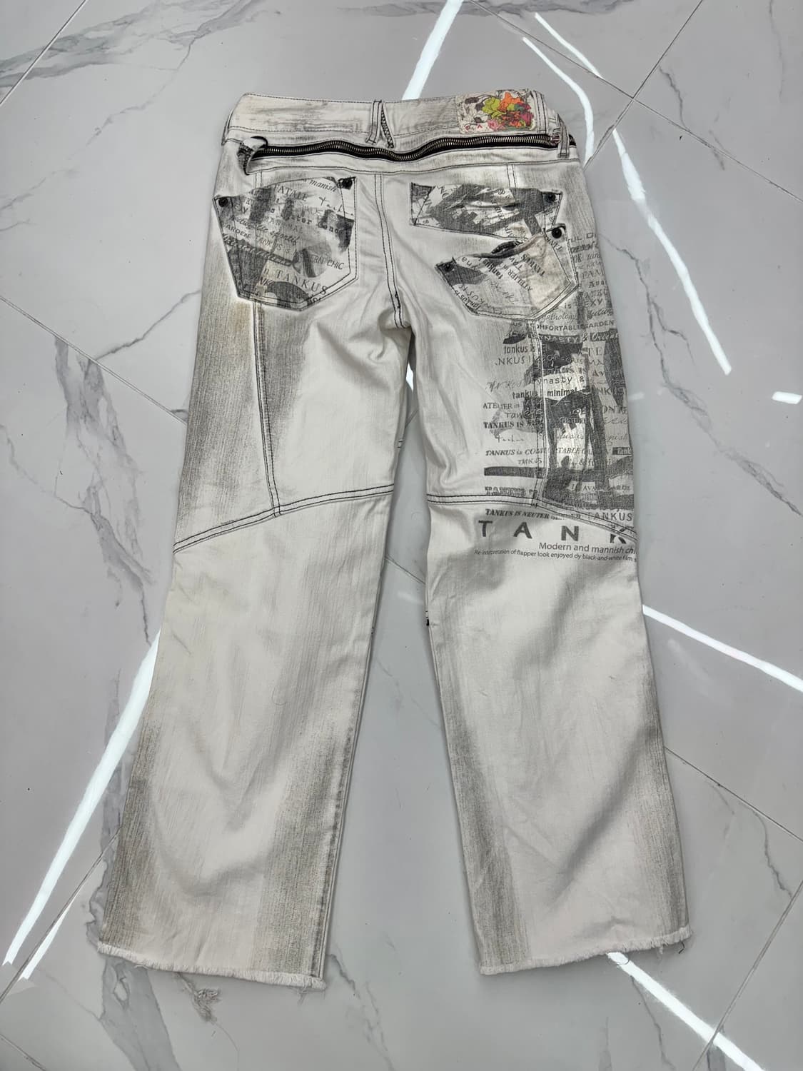 •Japanese vintage 더티워싱 프린팅 데님 팬츠 상품이미지2