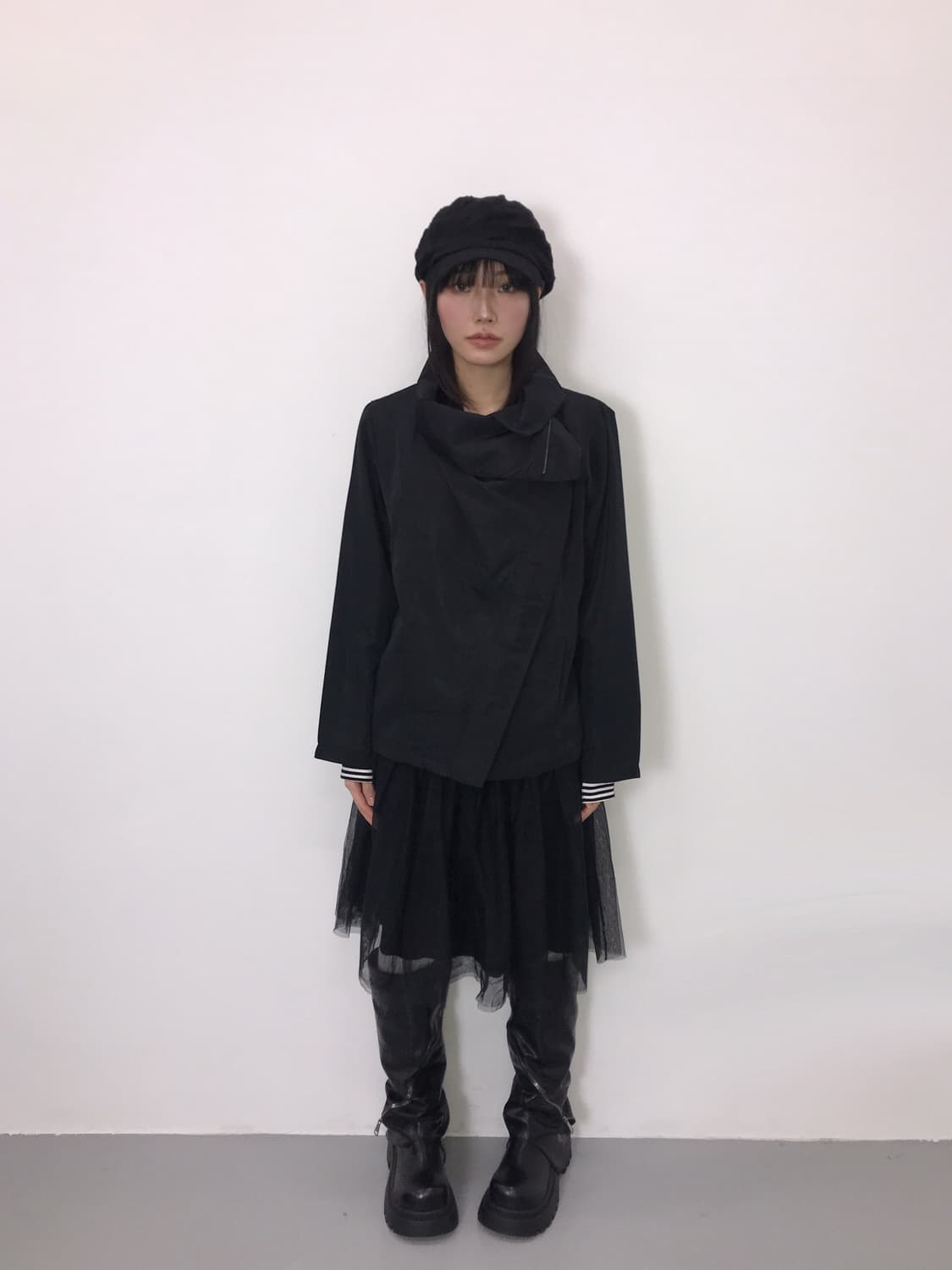 Jpn High-Neck Draped Windbreaker Jacket 상품이미지1