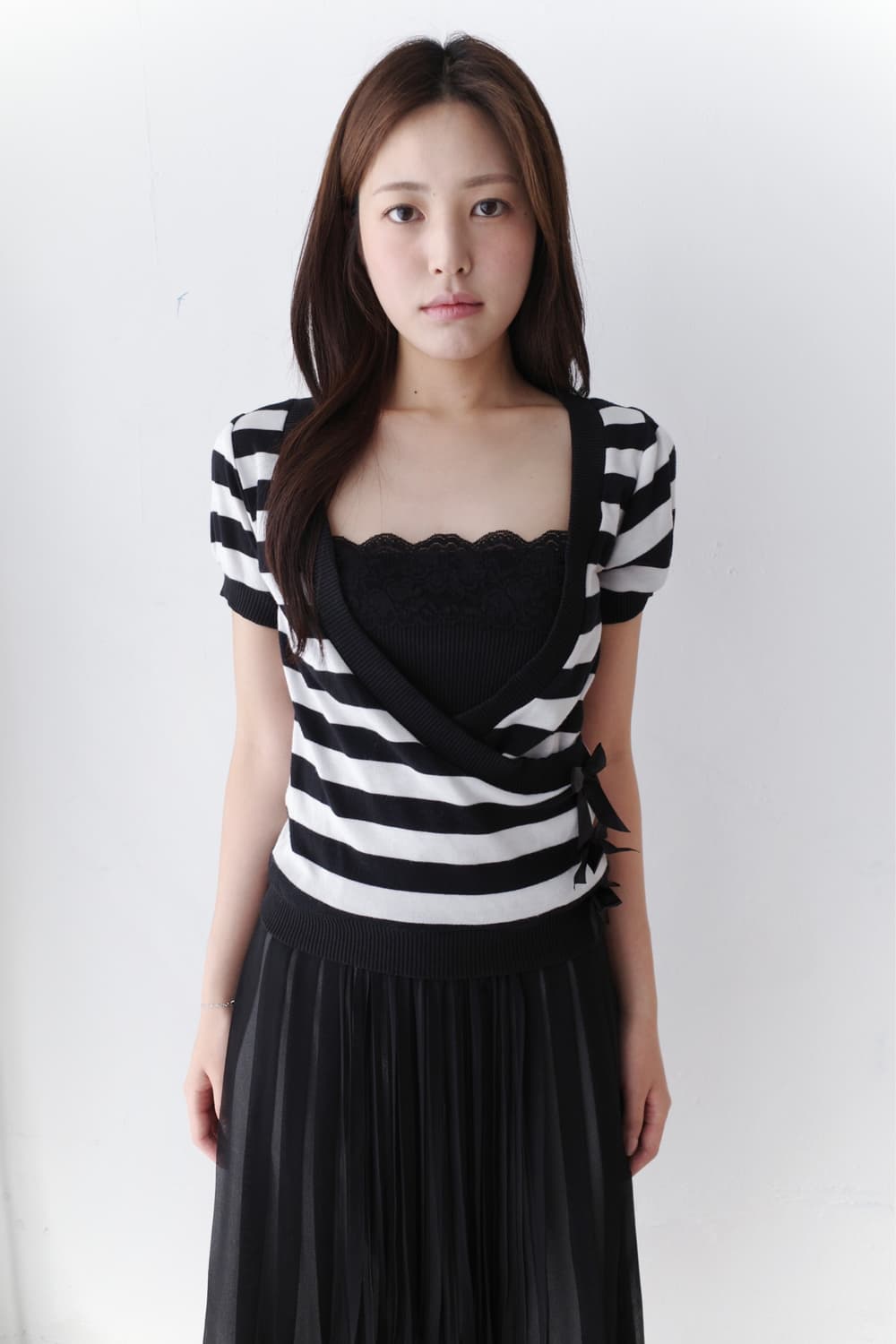 stripe lace half T 상품이미지6