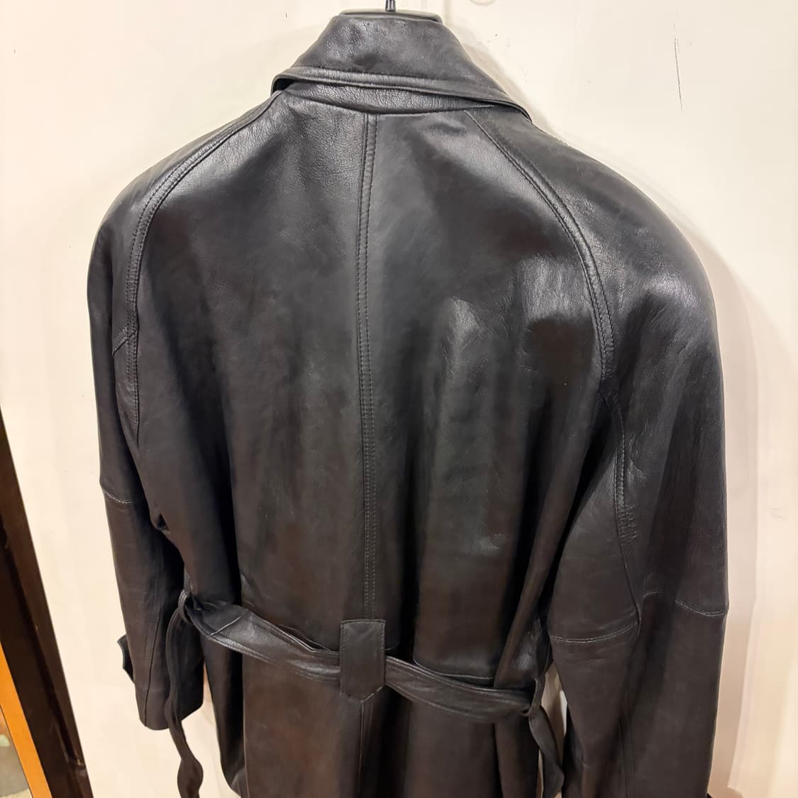 90s 레더 롱 트렌치코트 총장120 상품이미지4