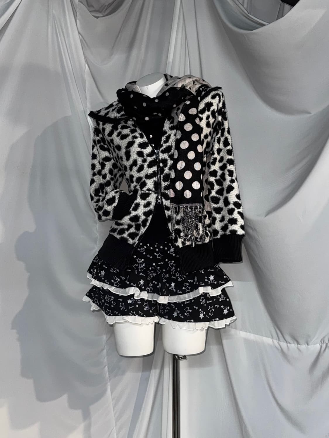 무채색 미와코깔 키치 데일리 하라주쿠 레오파드 코디세트 상품이미지6