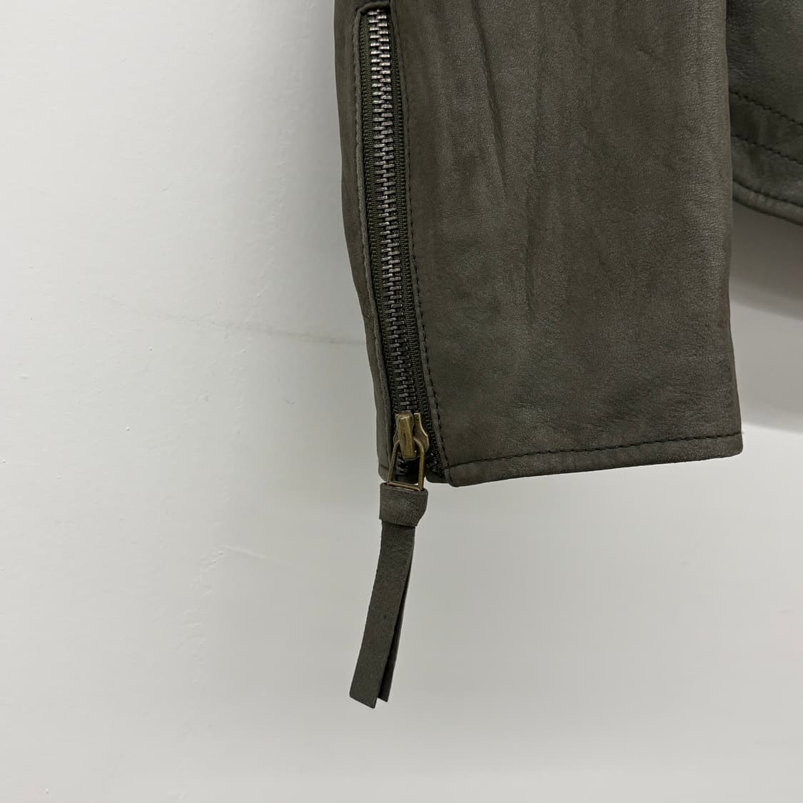 빈티지 스타일 가죽 자켓 짙은 녹색 남/S 상품이미지4