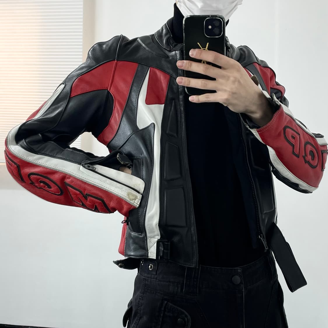 MQP 소가죽 패치워크 레이싱 자켓 상품이미지2