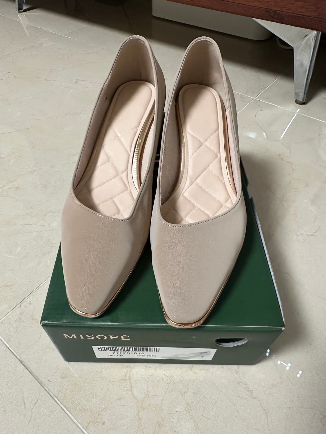 미소페 소가죽 펌프스 5cm 베이지 245 상품이미지4