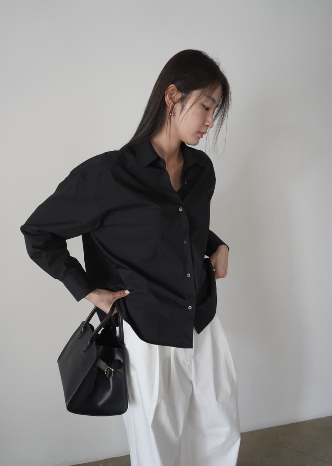 뉴욕나인스튜디오 Blanc Shirts 블랑 셔츠 숏 블랙 상품이미지2