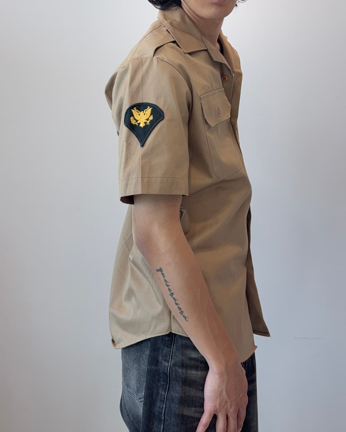 70s U.S. Military Army Tan 445 카키 반팔 셔츠 상품이미지5