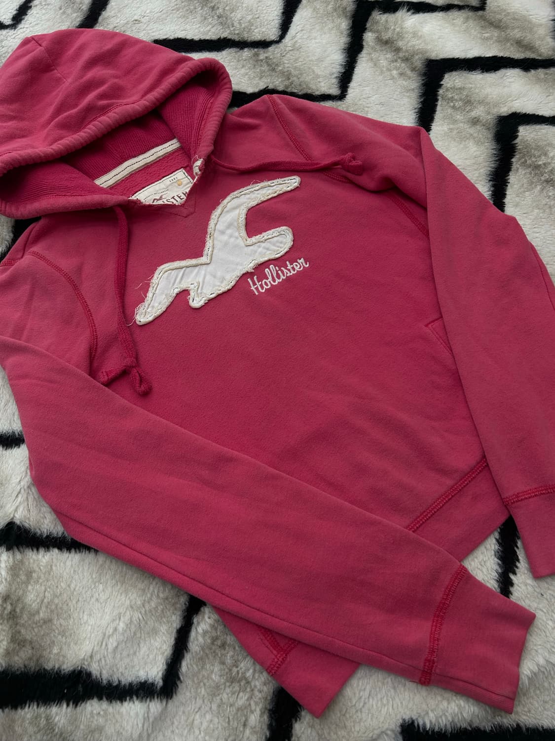 [M]홀리스터 로고 스펠아웃 후드/핑크/기모 상품이미지2