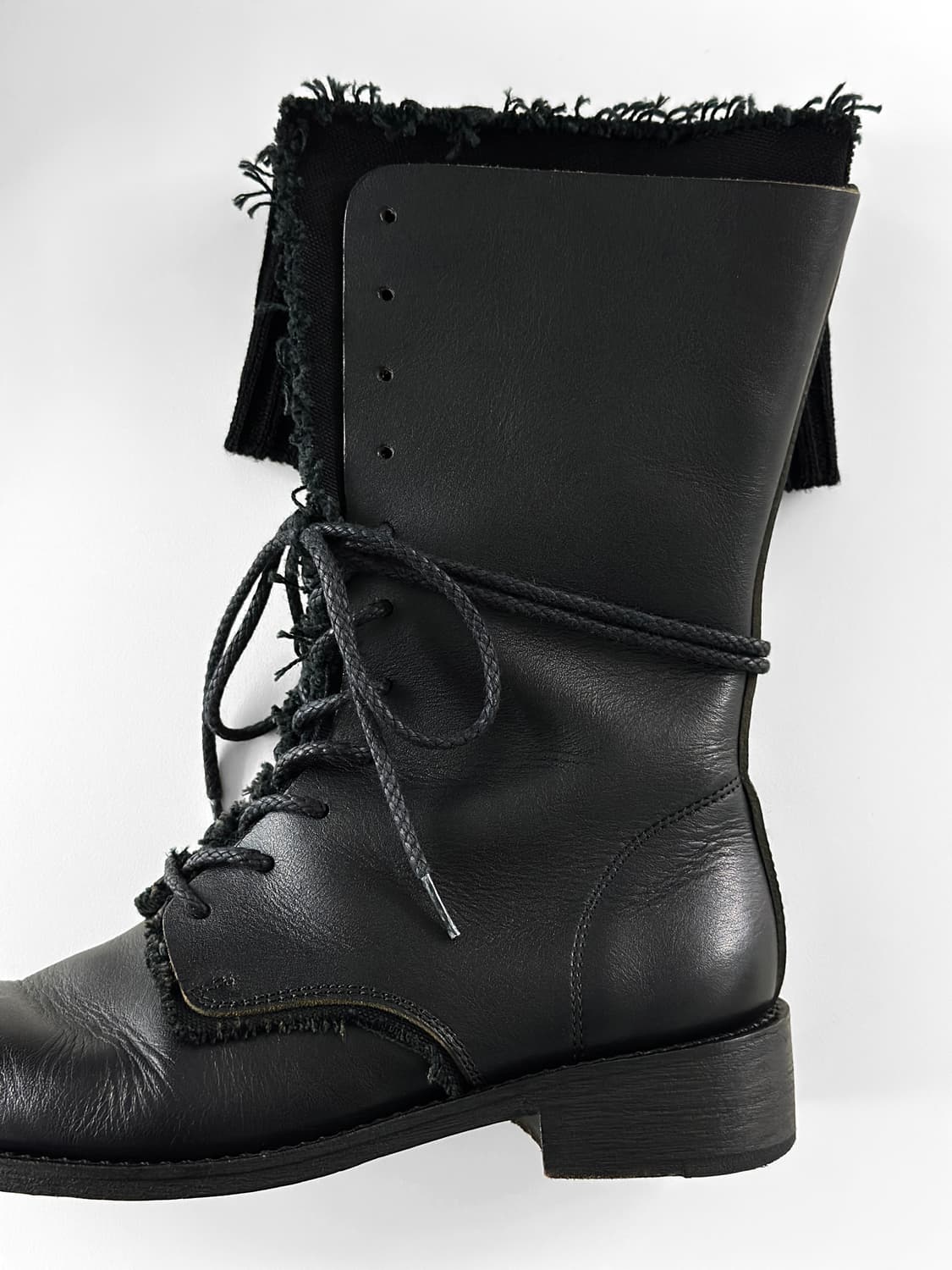 90~00s Y's 요지 야마모토 니트 커프 레이스업 부츠 상품이미지6