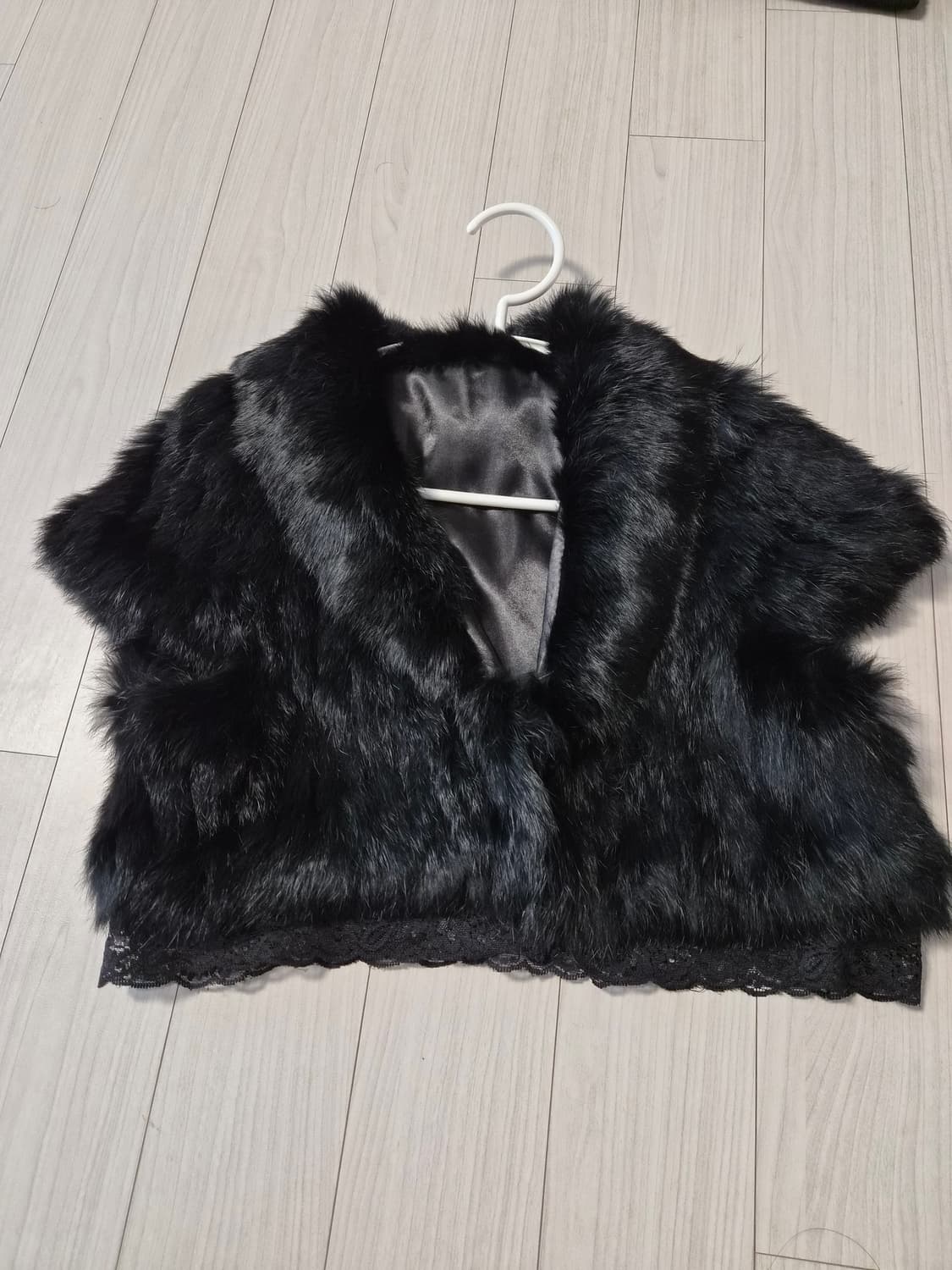 (고급/새빙) 레이스 배색 블랙 천연 밍크 퍼 볼레로/자켓 (탈부착 가능 상품이미지1