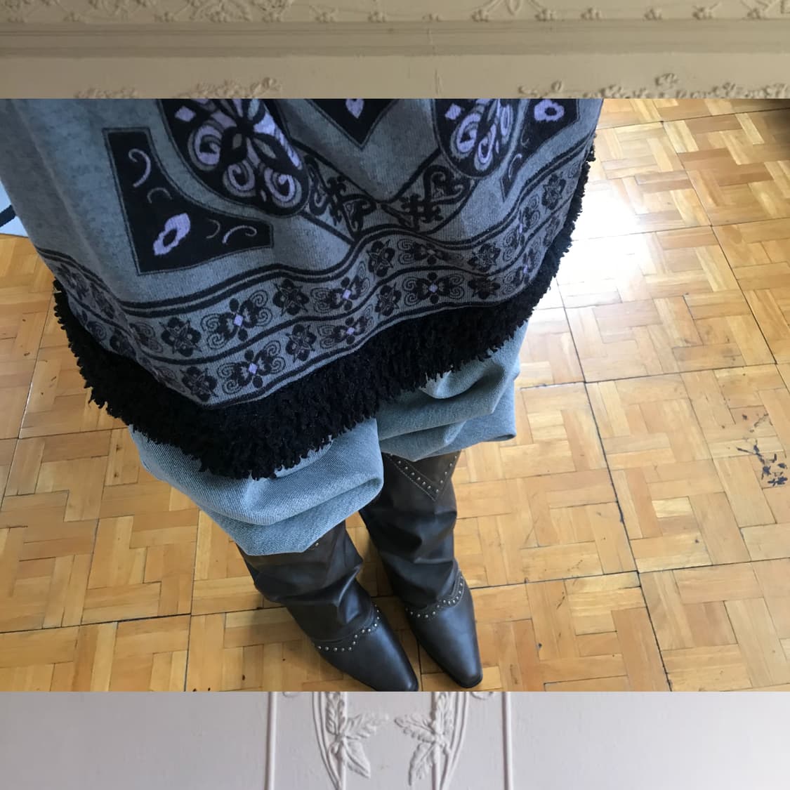 vintage pattern fur one-piece 상품이미지8