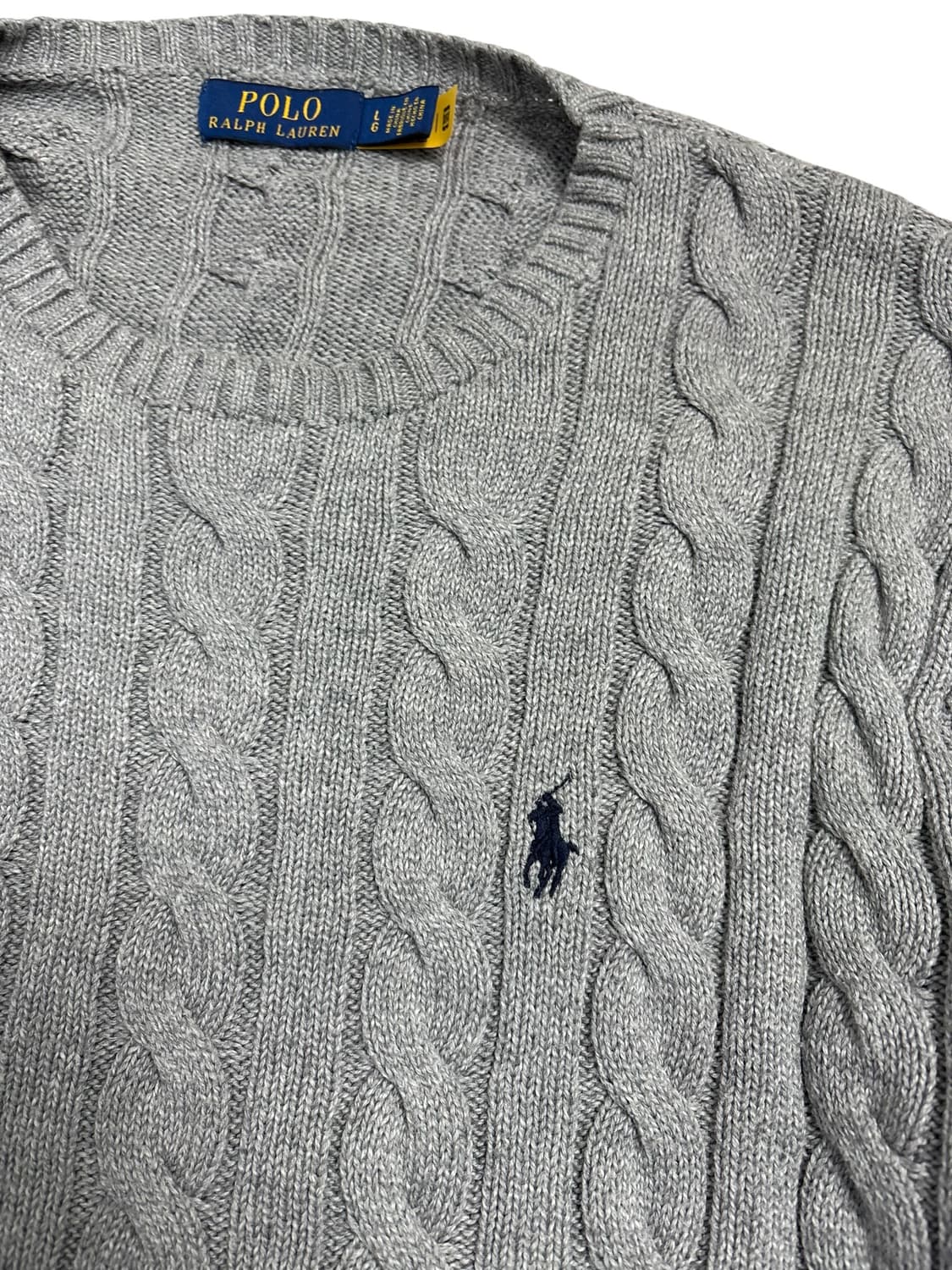 폴로 랄프로렌 케이블 니트 코튼 크루넥 스웨터 그레이 상품이미지5