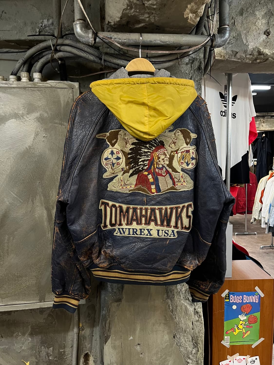 아비렉스 90s 인디언 가죽 헤비 자켓 네이비 M #csz1763  상품이미지2