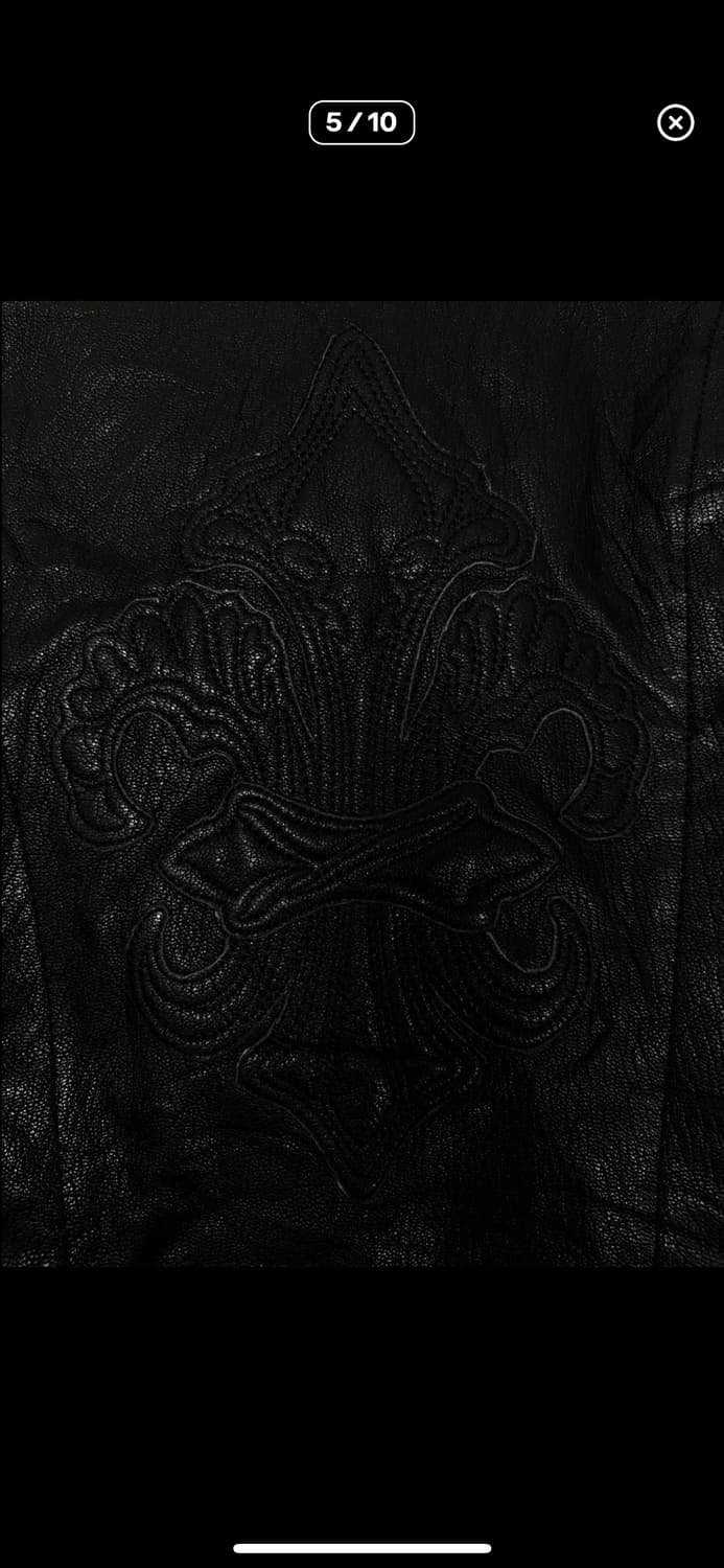 크로스 패치 사이드지퍼 레더자켓 상품이미지3