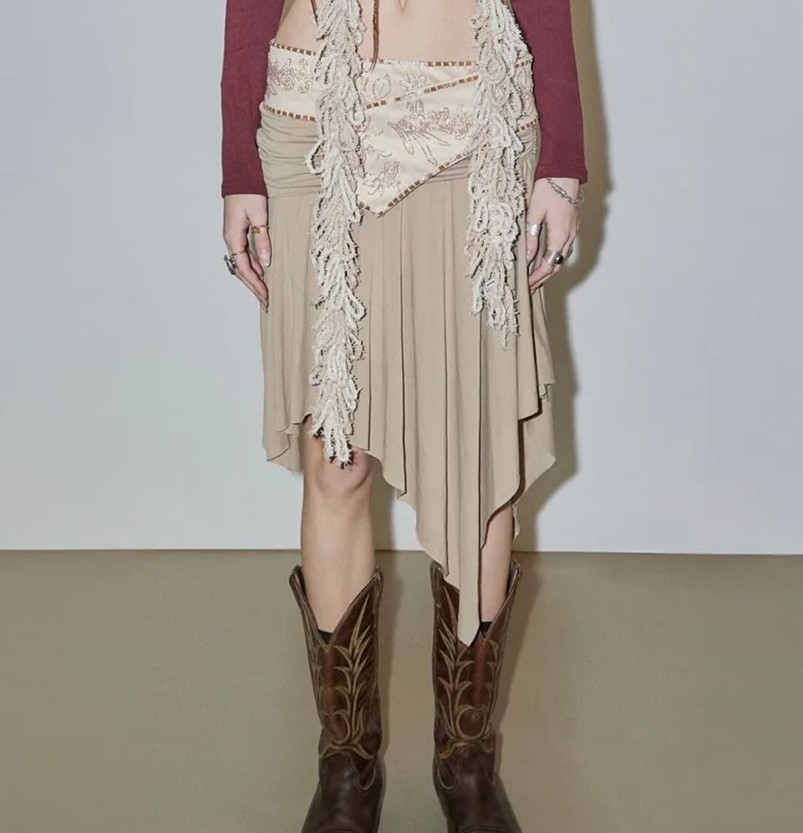 스컬프터 져지 스커트 Beaded Jersey Skirt Beige 상품이미지4
