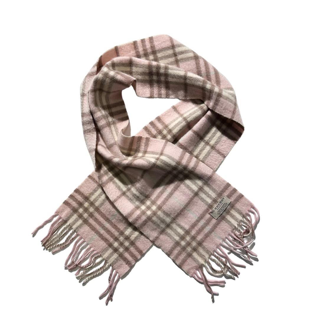 버버리 100% 캐시미어 체크 머플러 딸기우유 핑크 상품이미지2