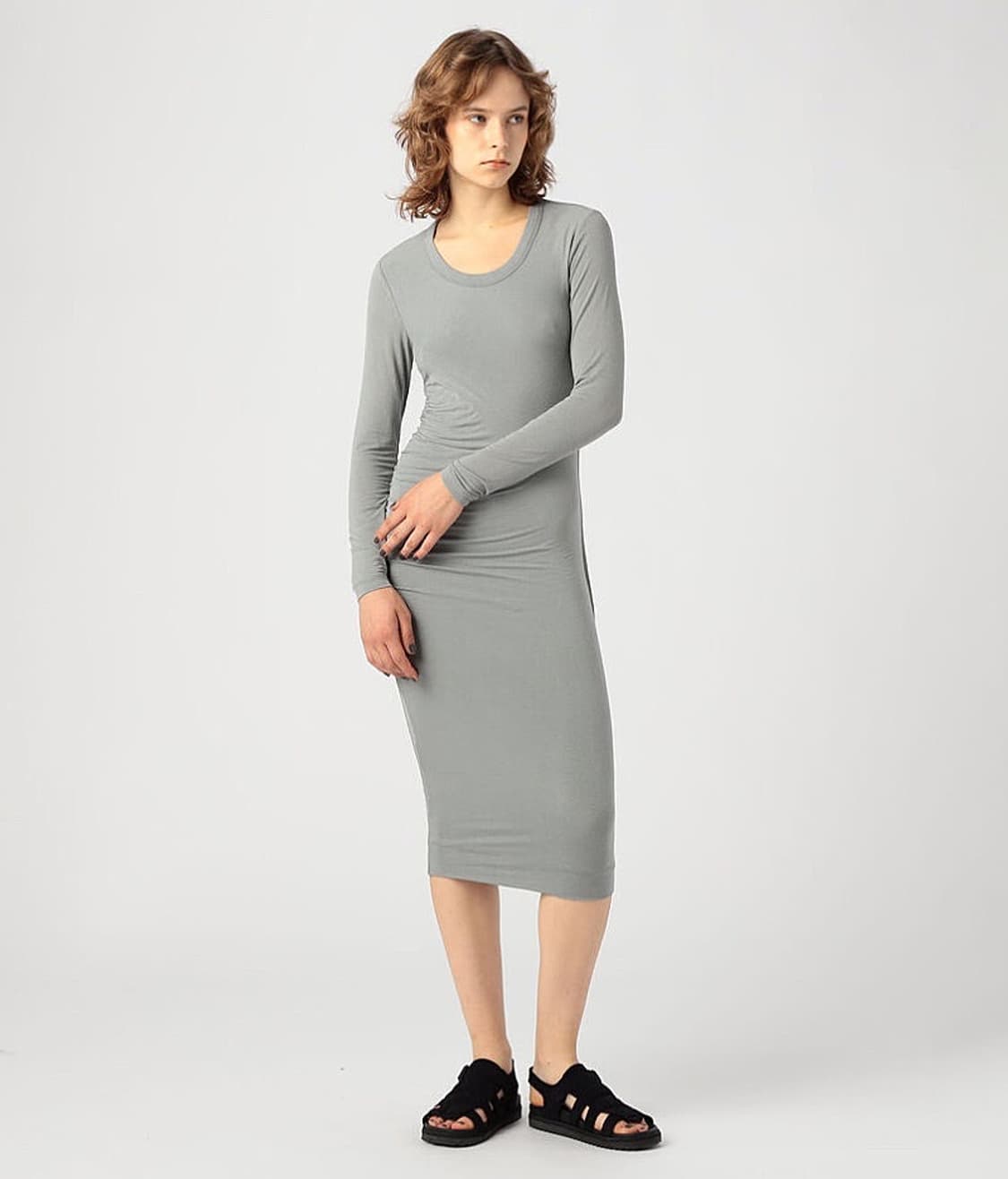 (정품/새상품) 제임스펄스 여성 블랙 저지 셔링 드레스 상품이미지5