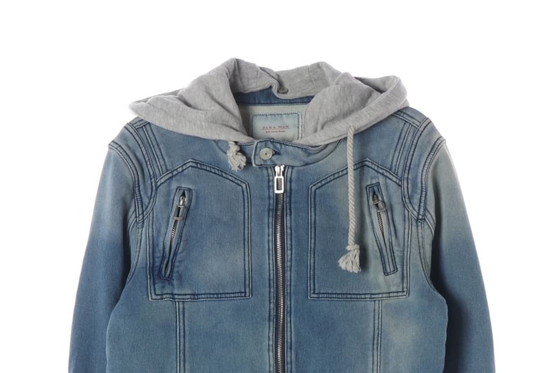 자라 맨 니트 웨븐 후드 데님 자켓 L 상품이미지3