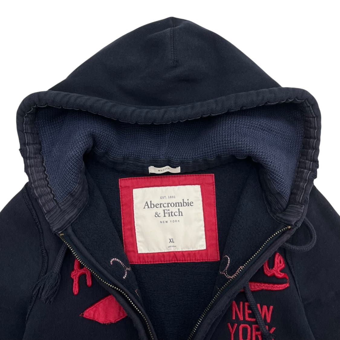 아베크롬비 레드 패치 네이비 후드집업 XL 상품이미지5