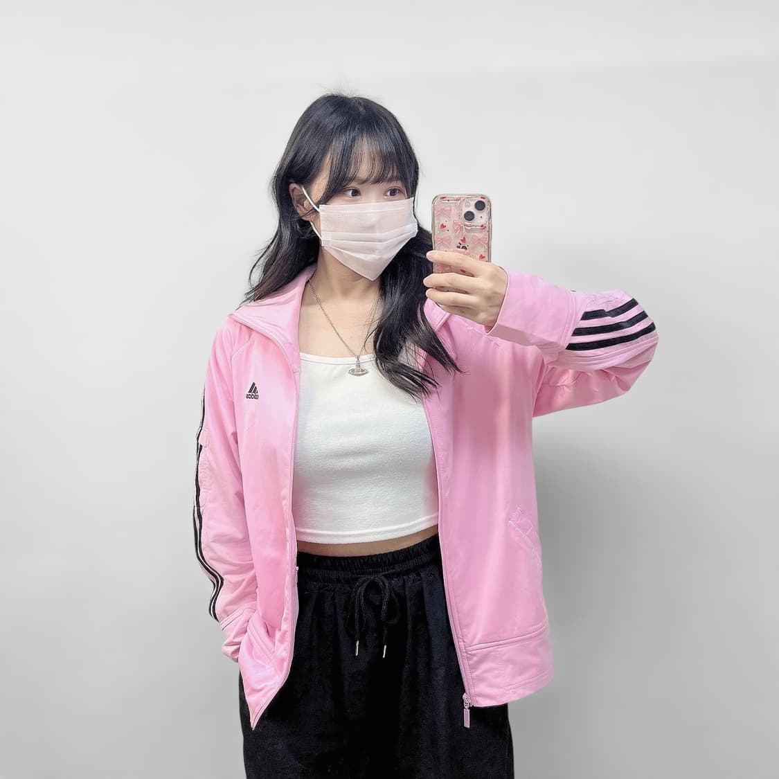 아디다스 3s 에센셜 트랙탑 져지 핑크 딸기우유 상품이미지1