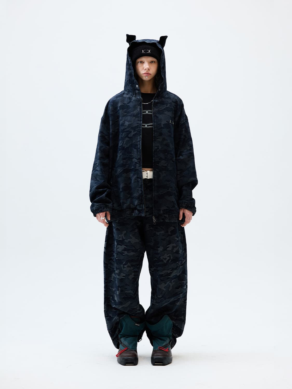 크리틱 데빌 카모 워싱 셋업 데님 팬츠 바지 블랙 XL 상품이미지3