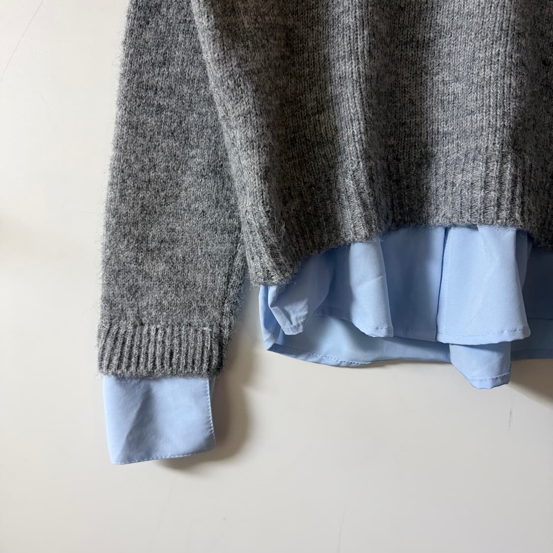 새상품 여자 카라넥 셔츠 레이어드 니트 상품이미지3