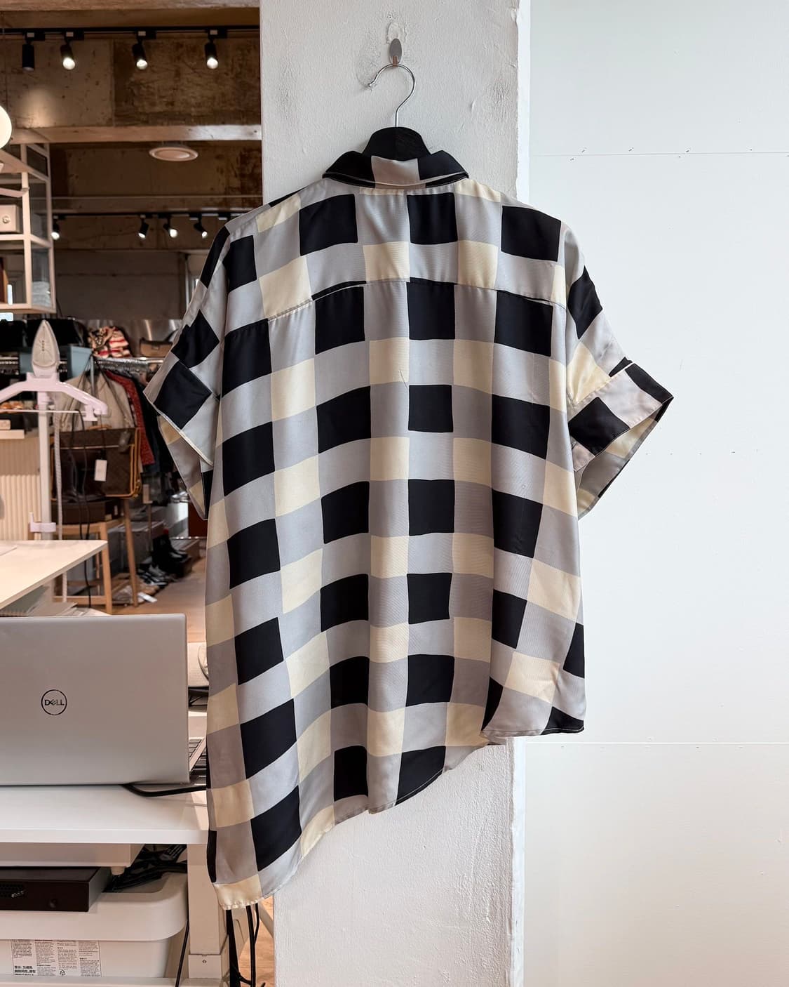 질샌더 체크 실크 언발 하프 셔츠  상품이미지7