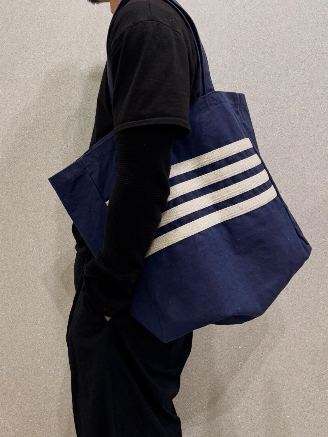 꼼데가르송 옴므 블루 스트라이프 토트백 상품이미지1