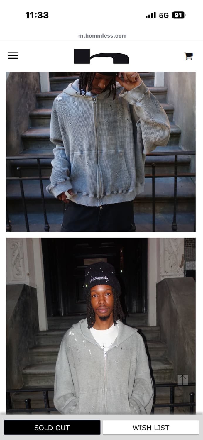 홈리스 와플 후드집업 os 상품이미지2