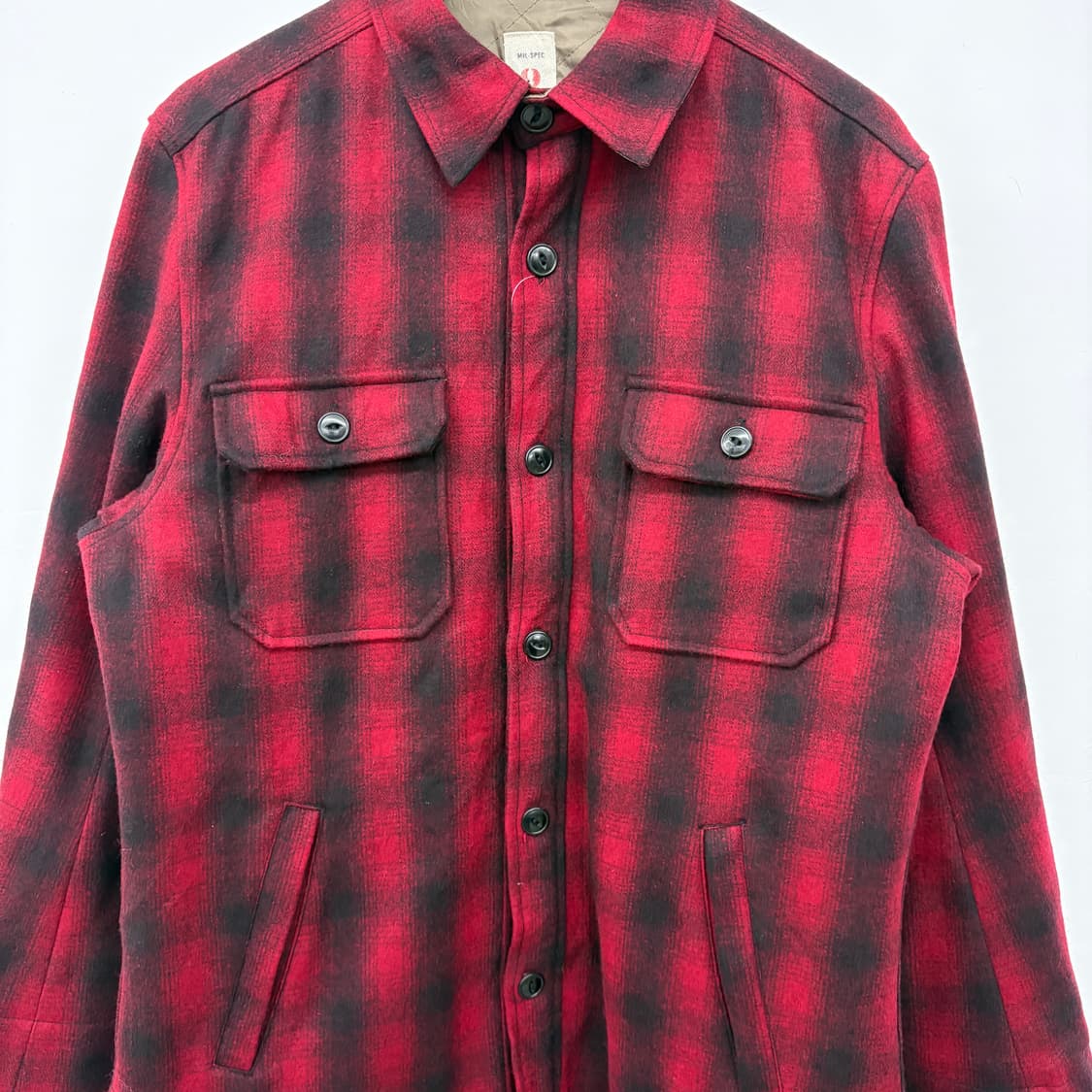 빈티지 밀스펙 레드/블랙 체크 셔츠 자켓 남성L 상품이미지2