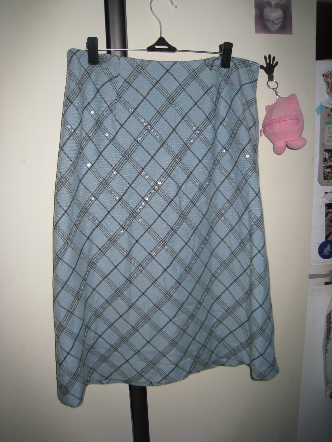 화이트 글리터 민트 울 체크 치마 상품이미지1