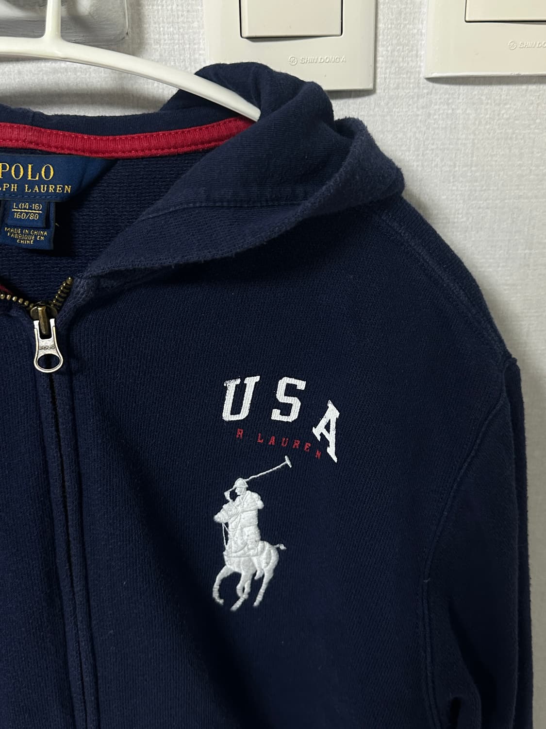 🖤빅포니 성조기 후드집업 네이비 세미딱붙핏🥹 상품이미지2