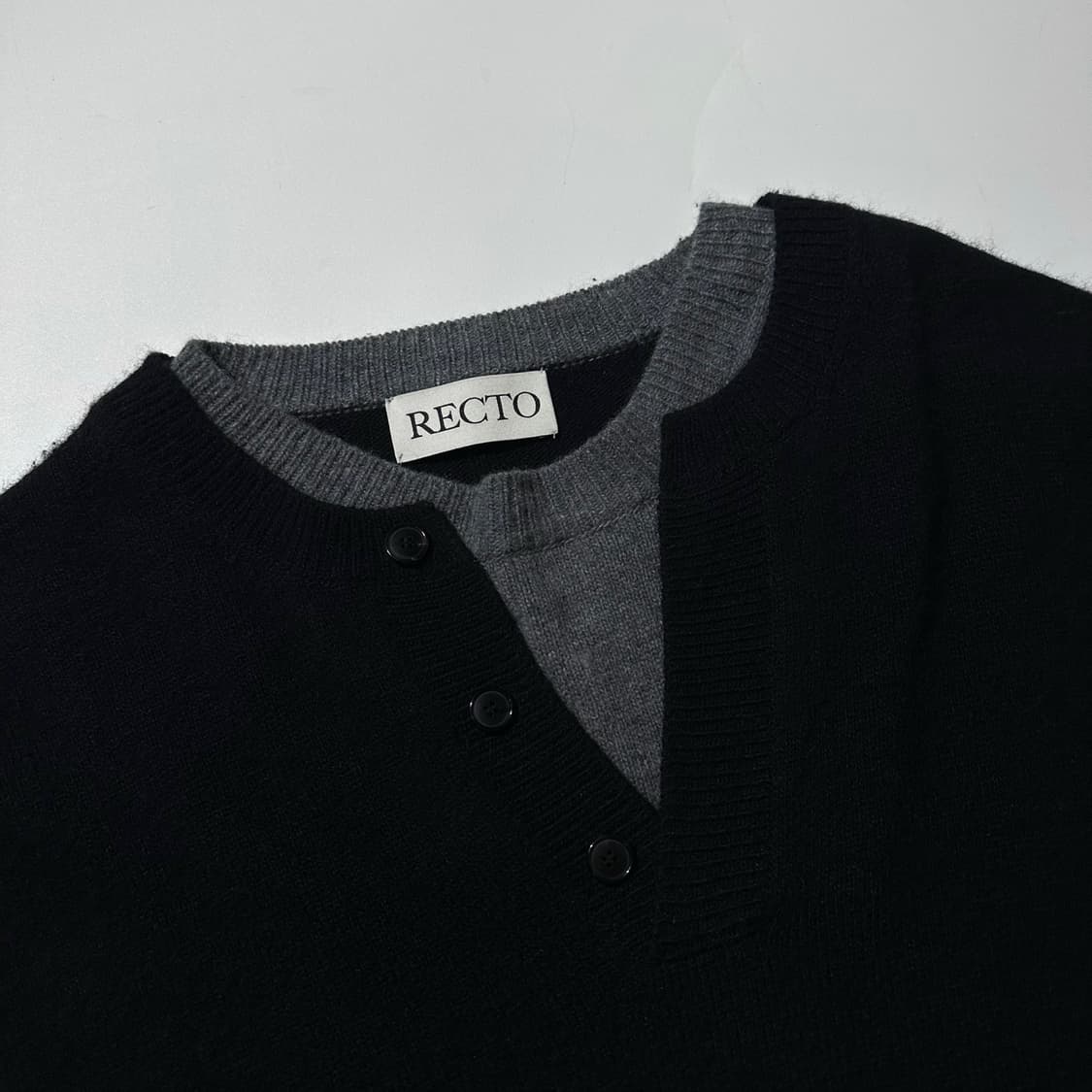 24fw 렉토 울 캐시미어 더블 레이어 니트 블랙 상품이미지4